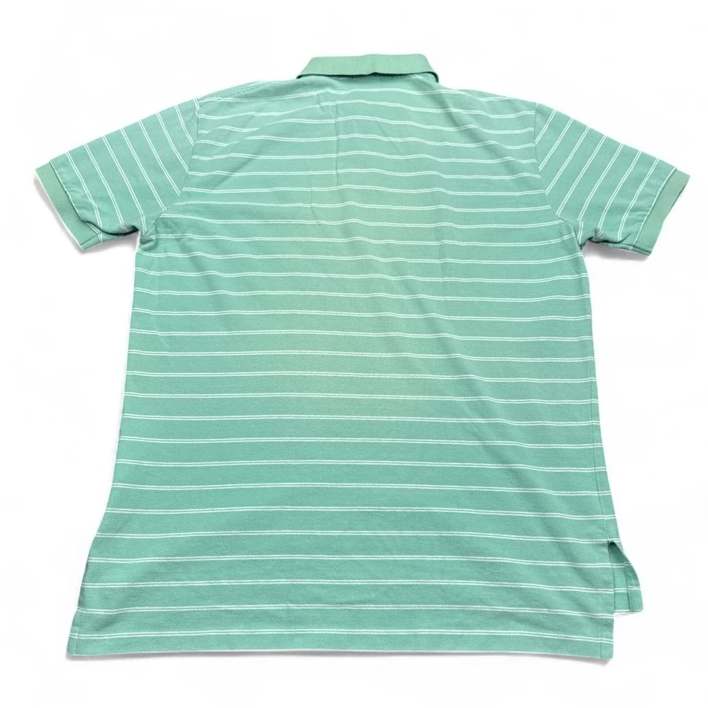 Ralph Lauren Polo Shirt Mens Size Large Light Green Striped Vintage Casual Pony